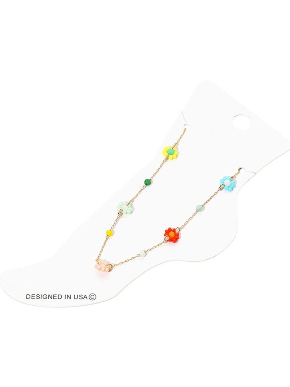 Tigerstars Faceted Beaded Floral Bead Station Anklet